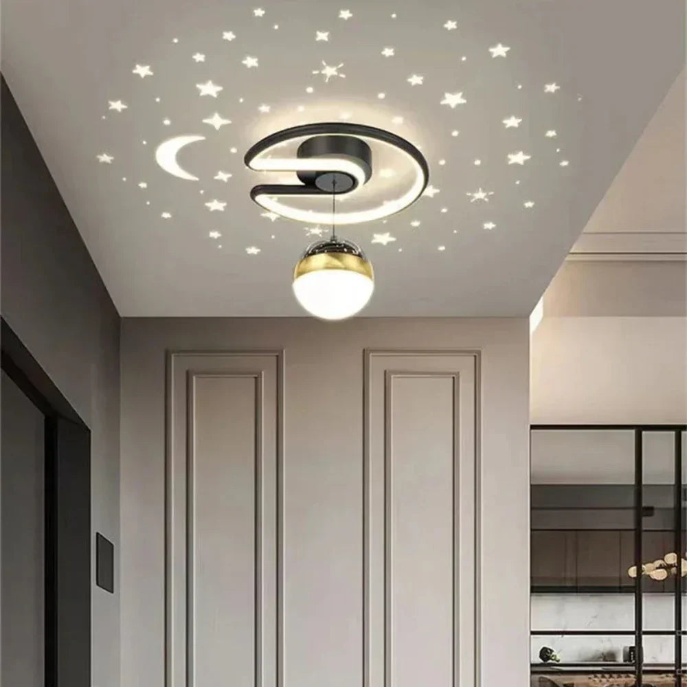 Modern skandinavisk rund LED-taklampa med stjärnhimmelseffekt bild 6