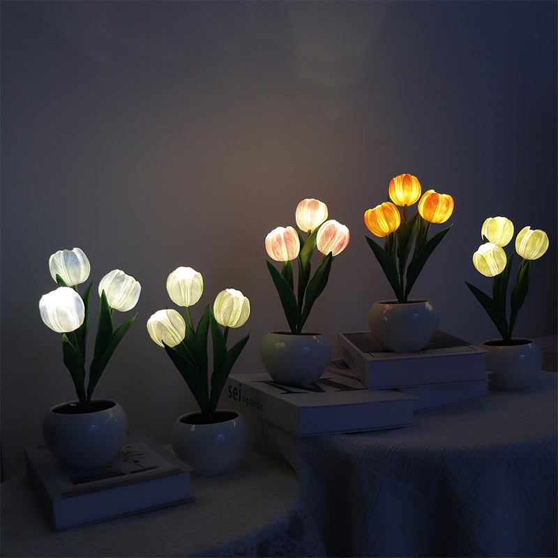 LED Tulpanlampa – Blomsterbordslampa i Keramik (Nattlampa)
