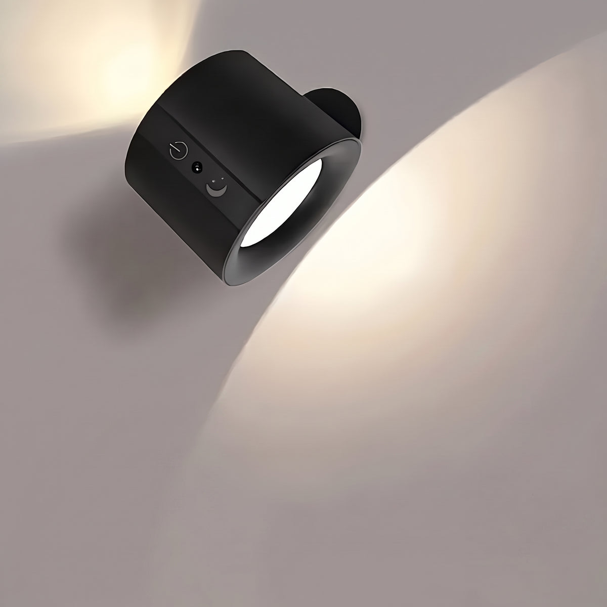 Svart magnetisk LED vägglampa med fjärrkontroll och USB-C-kabel