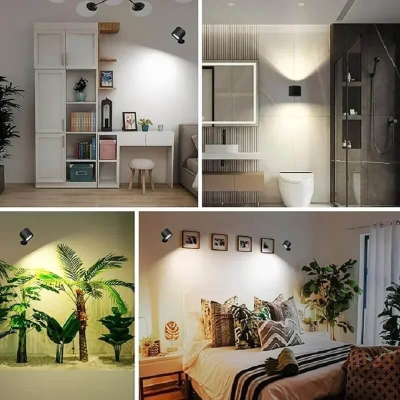 LED vägglampa monterad i sovrum, badrum, vardagsrum och hall