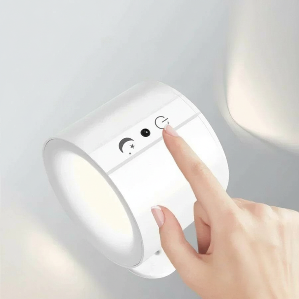 Vit magnetisk LED vägglampa med touchkontroll