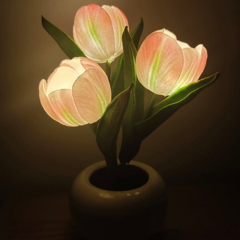 LED Tulpanlampa – Blomsterbordslampa i Keramik (Nattlampa)