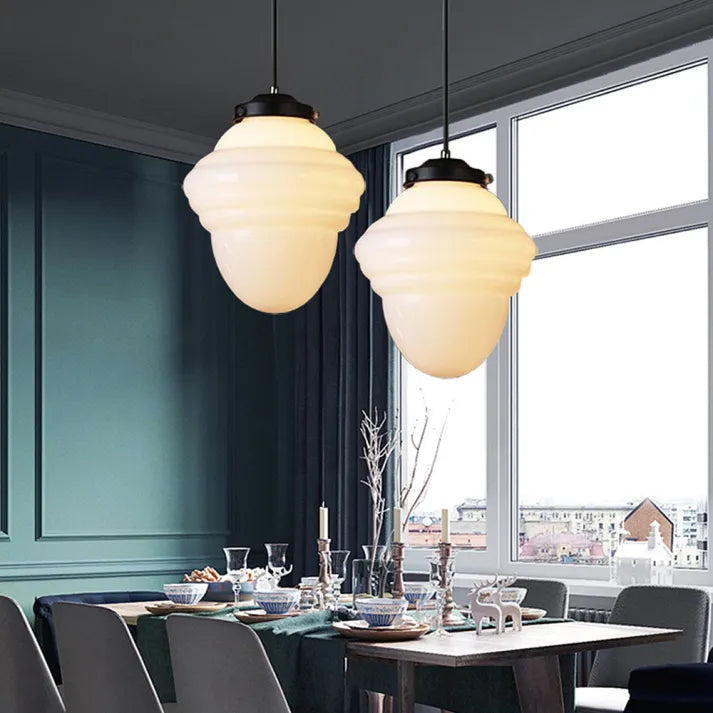 Mid Century Art Deco pendellampa med geometrisk skärm bild 12