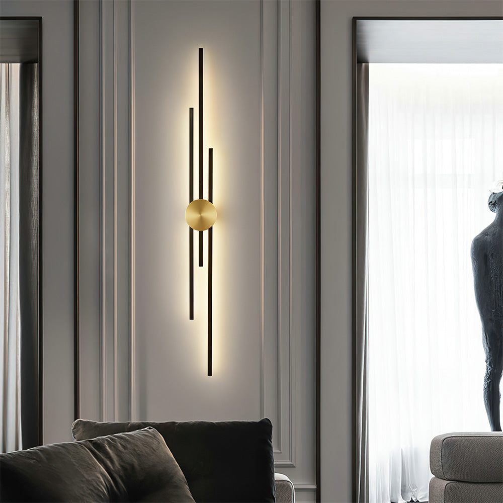 Svart och guld linjär vävägglampa för modern inomhus Lighting bild 3