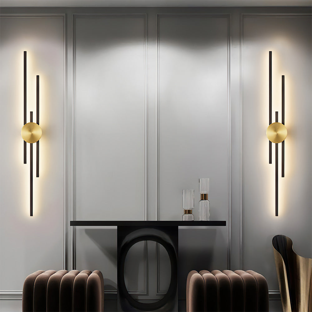 Svart och guld linjär vävägglampa för modern inomhus Lighting bild 4