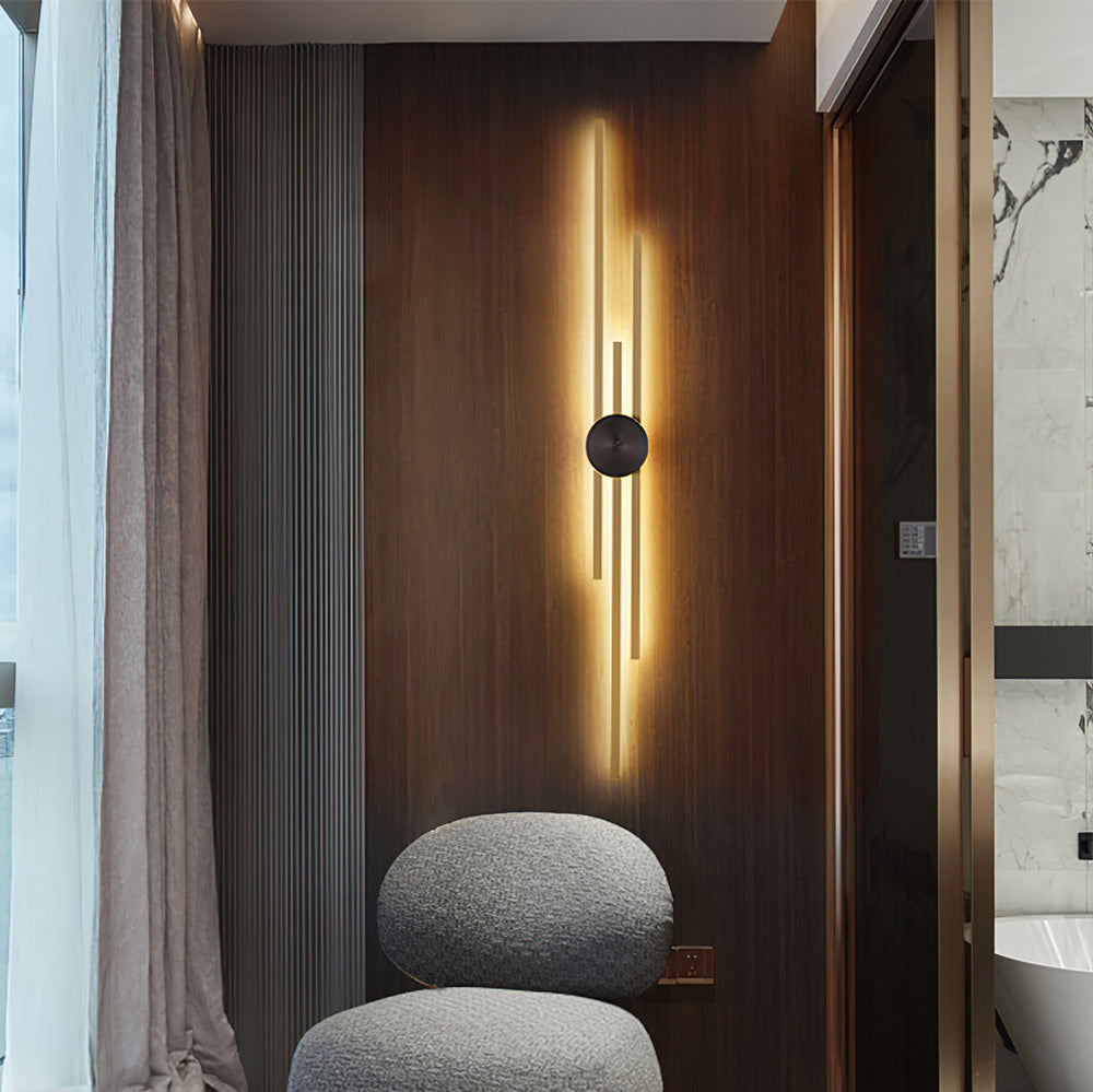 Svart och guld linjär vävägglampa för modern inomhus Lighting bild 8