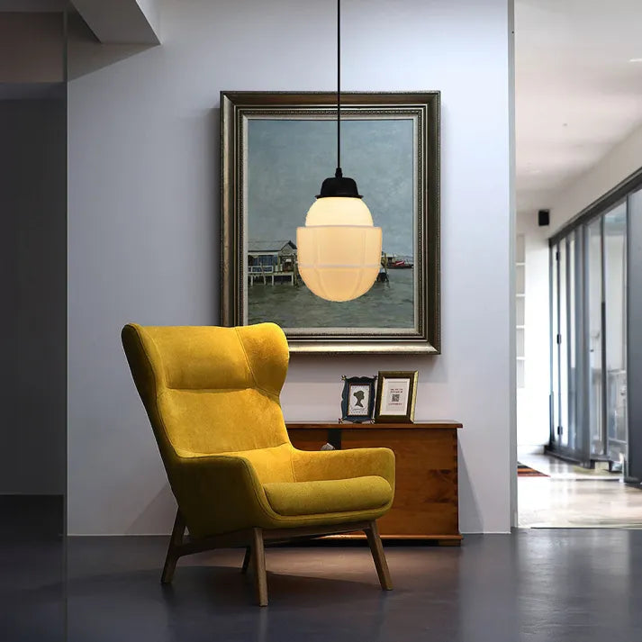 Mid Century Art Deco pendellampa med geometrisk skärm bild 11
