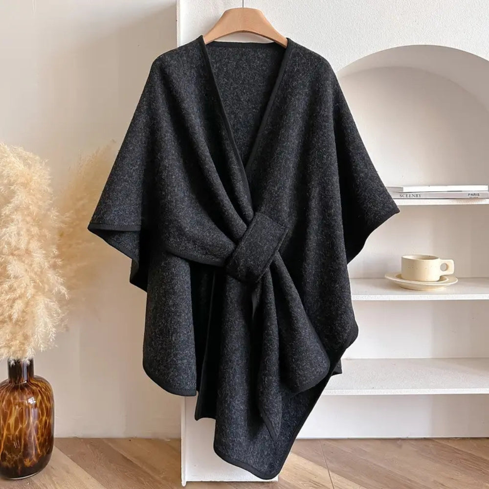 Stickad Poncho Shawl kappa bild 7