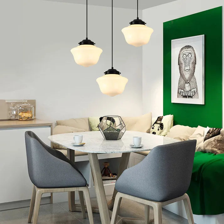 Mid Century Art Deco pendellampa med geometrisk skärm bild 15