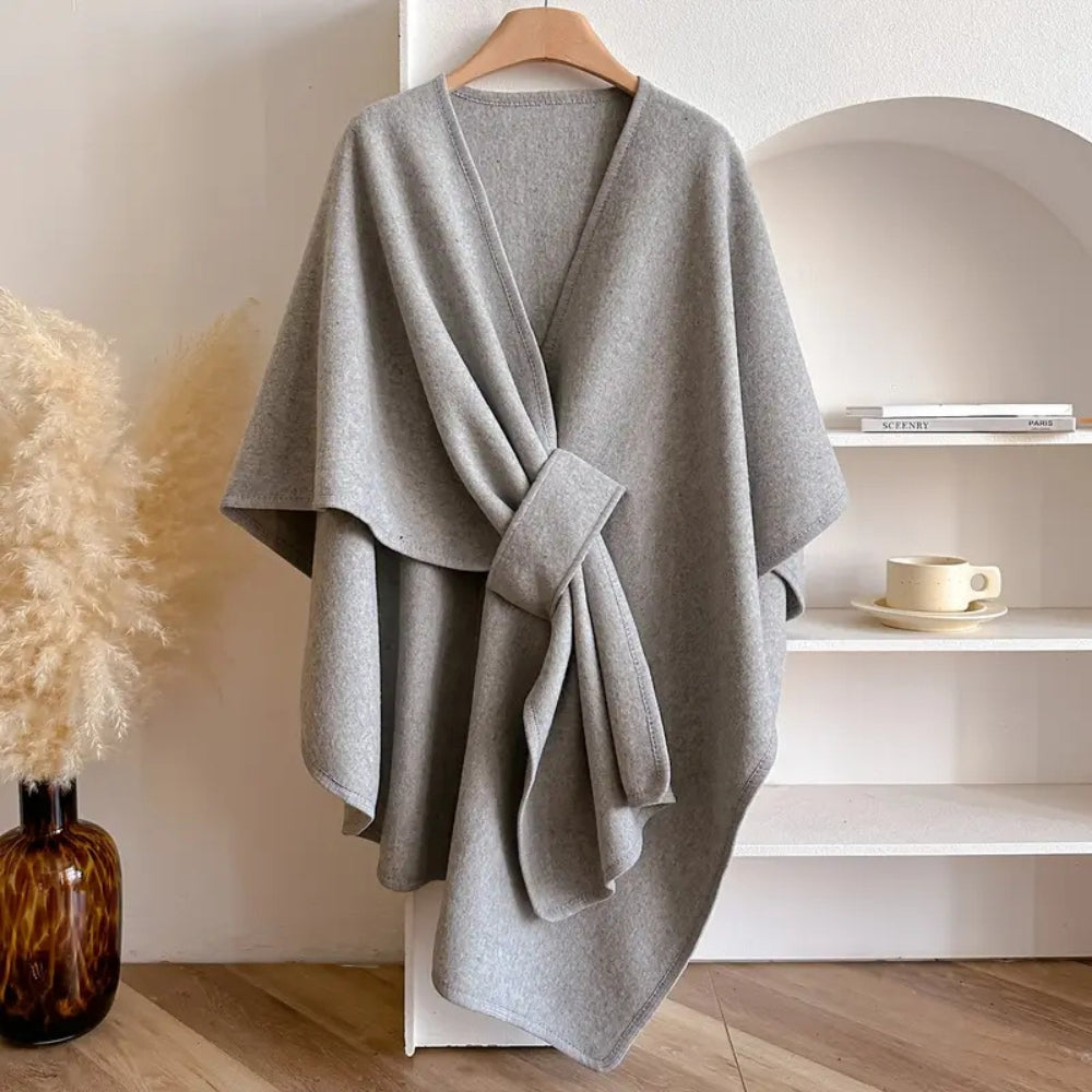 Stickad Poncho Shawl kappa bild 8