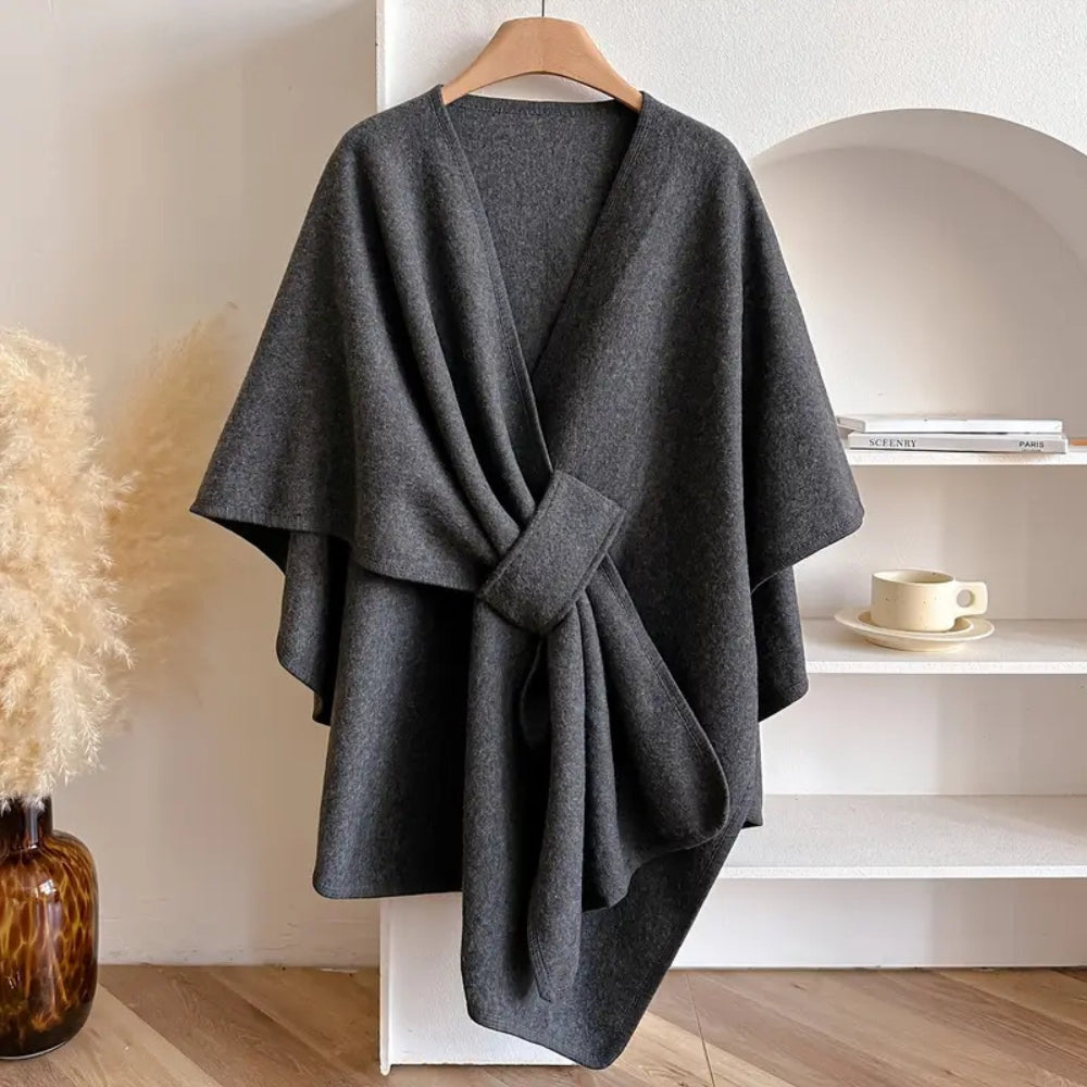 Stickad Poncho Shawl kappa bild 6