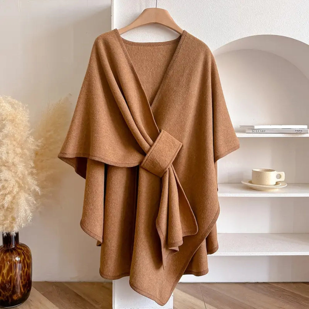 Stickad Poncho Shawl kappa bild 3
