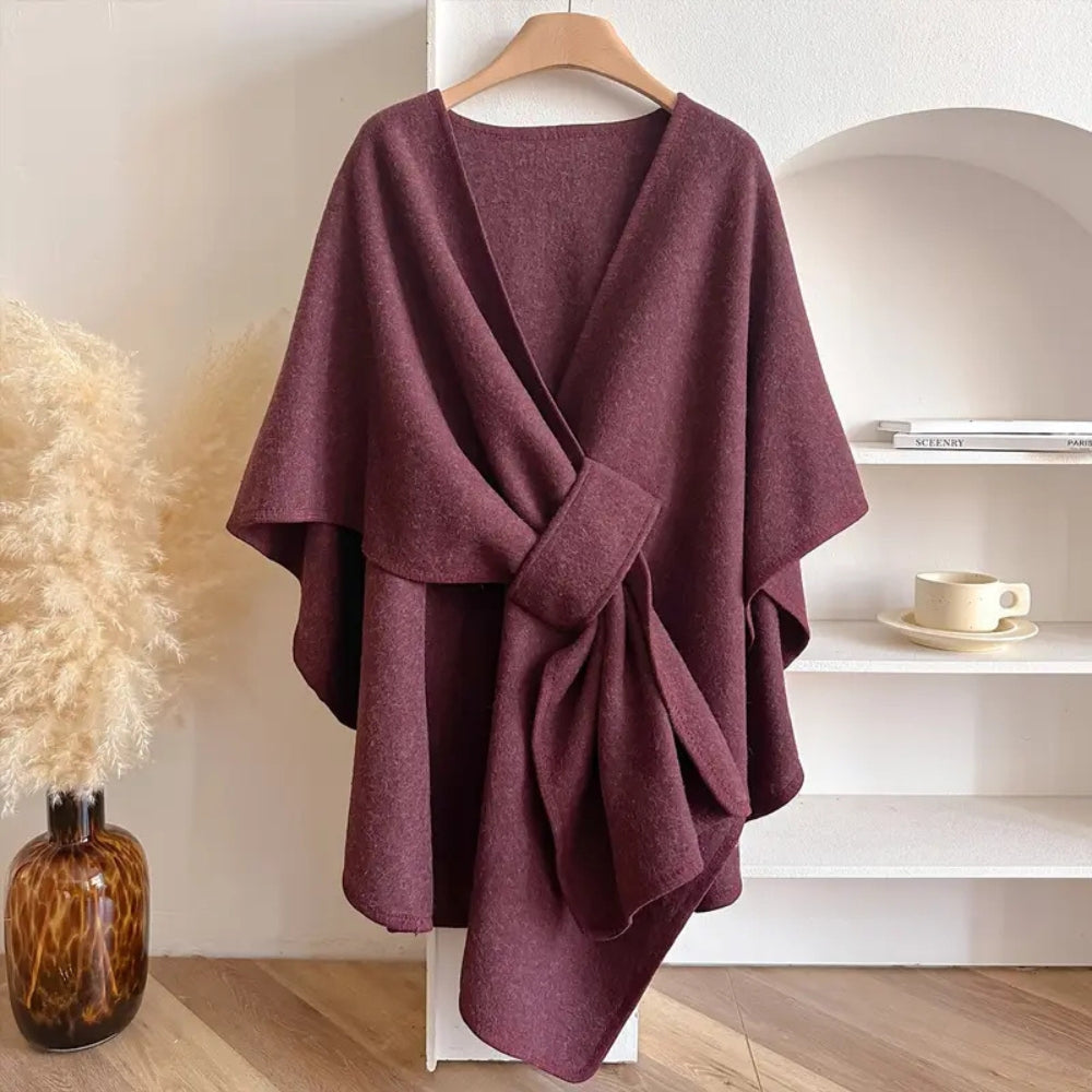 Stickad Poncho Shawl kappa bild 2