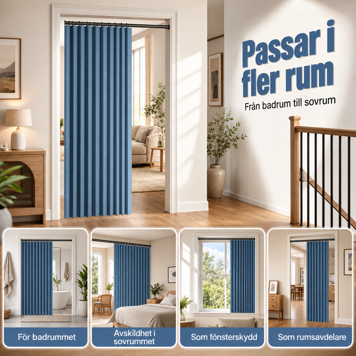 Magnetiskt Dragspelsgardin för Dörr – Borrhålslös Installation