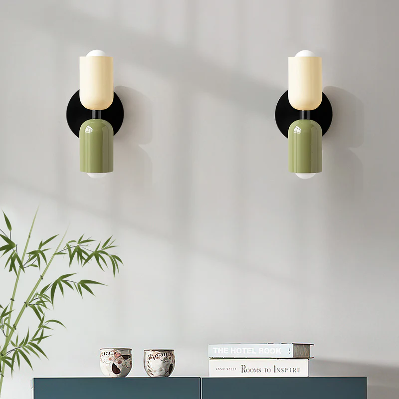 Modern nordisk dubbel vävägglampa bild 7