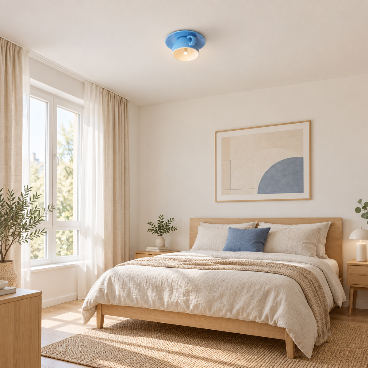 Minimalistisk taklampa i form av en kopp