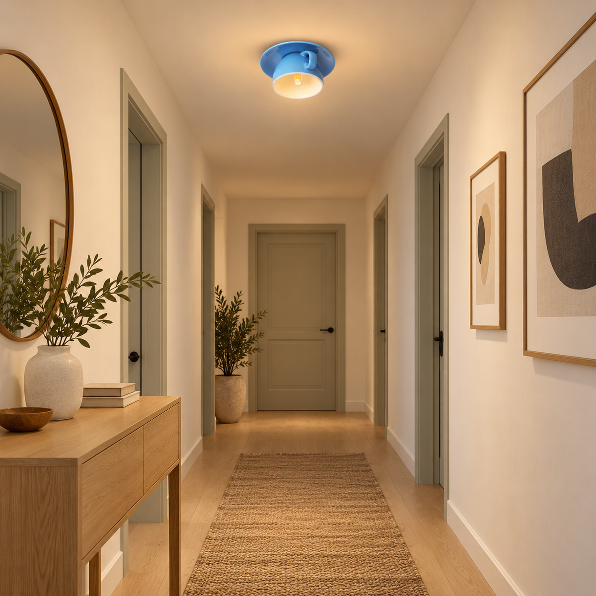 Minimalistisk taklampa i form av en kopp