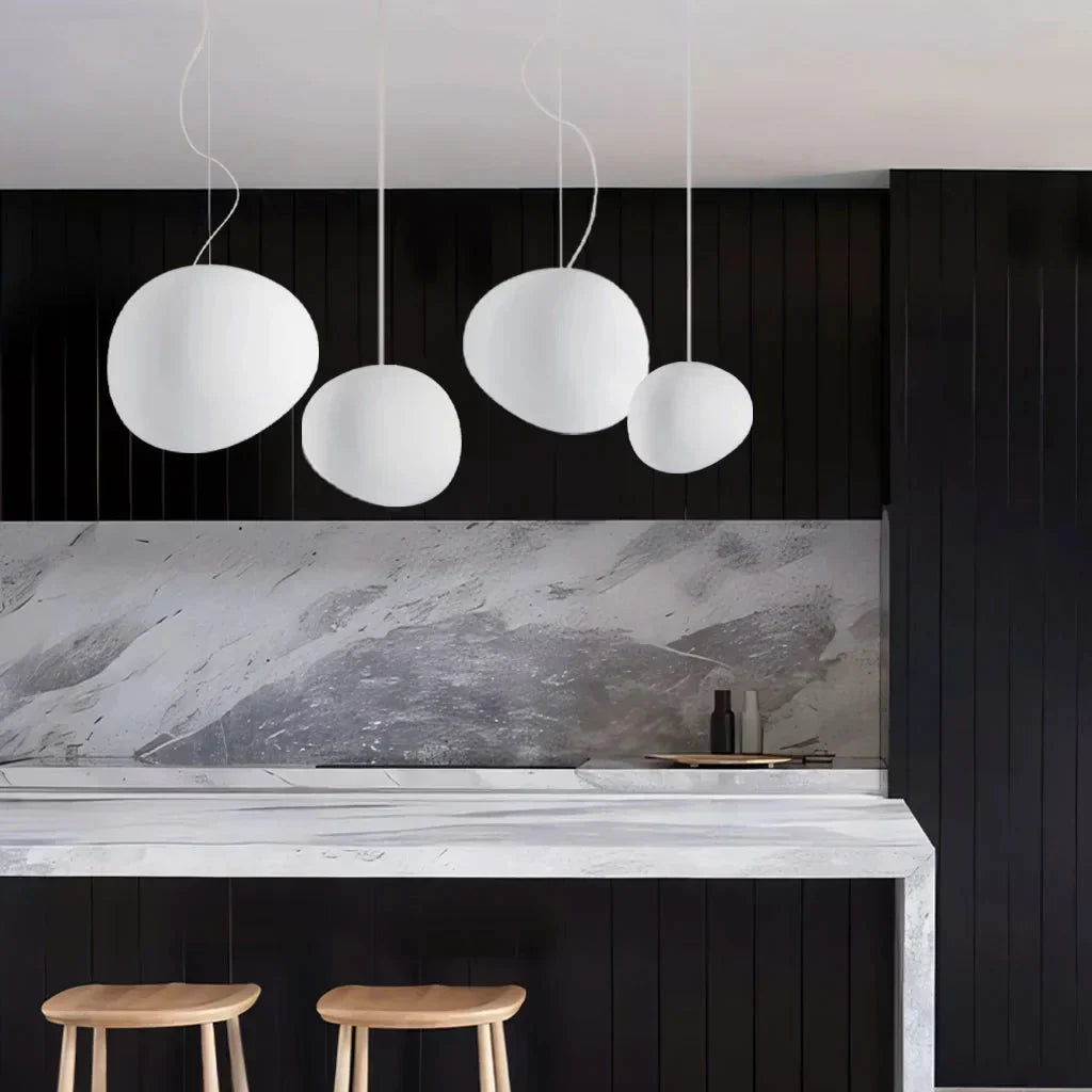 Modern vit Pebble pendellampa bild 6