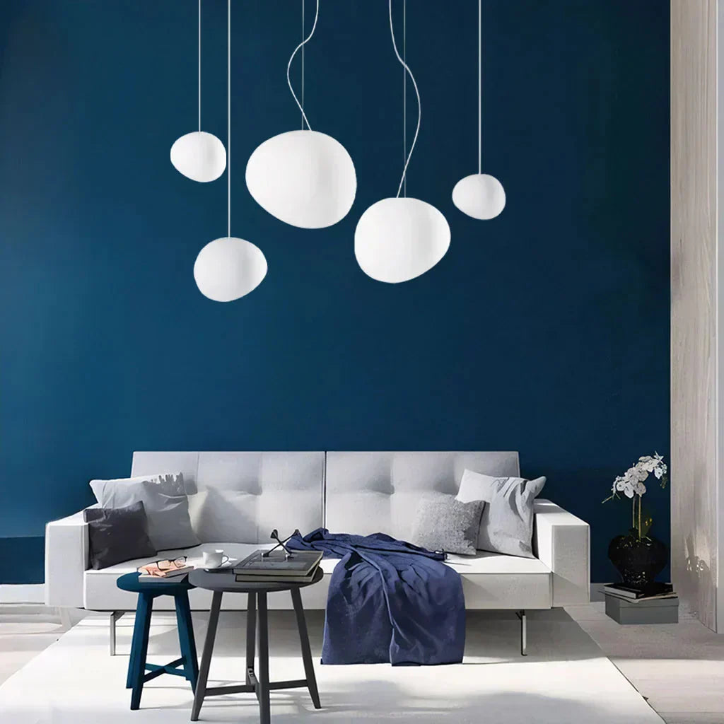Modern vit Pebble pendellampa bild 8