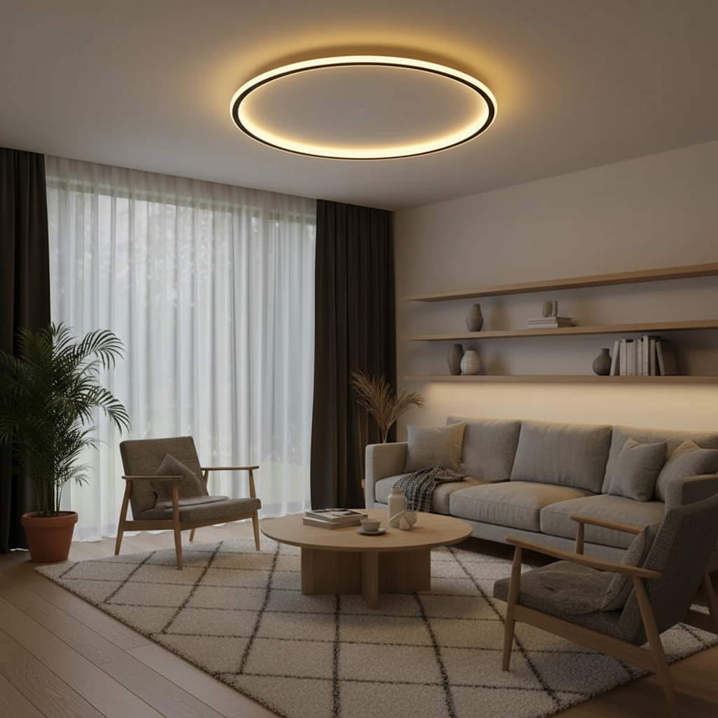Minimalistisk rund LED taklampa bild 3
