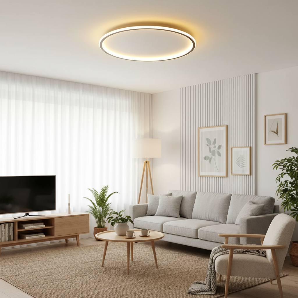 Minimalistisk rund LED taklampa bild 1