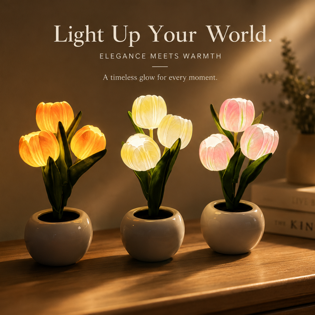 LED Tulpanlampa – Blomsterbordslampa i Keramik (Nattlampa)