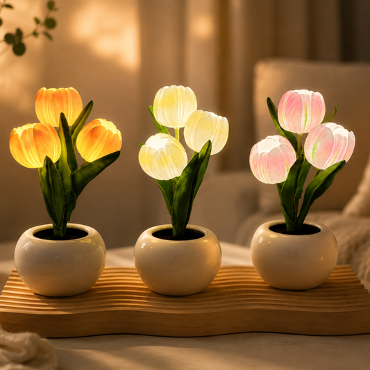 LED Tulpanlampa – Blomsterbordslampa i Keramik (Nattlampa)