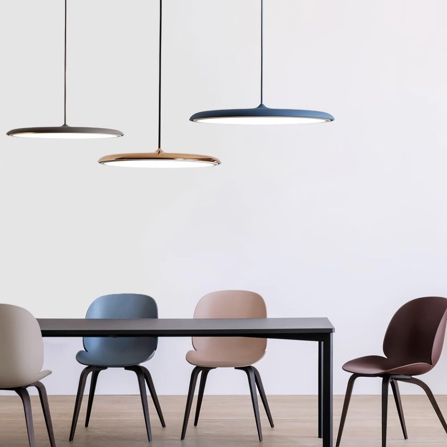 Modern minimalistisk LED-pendellampa i macaronfärger bild 16