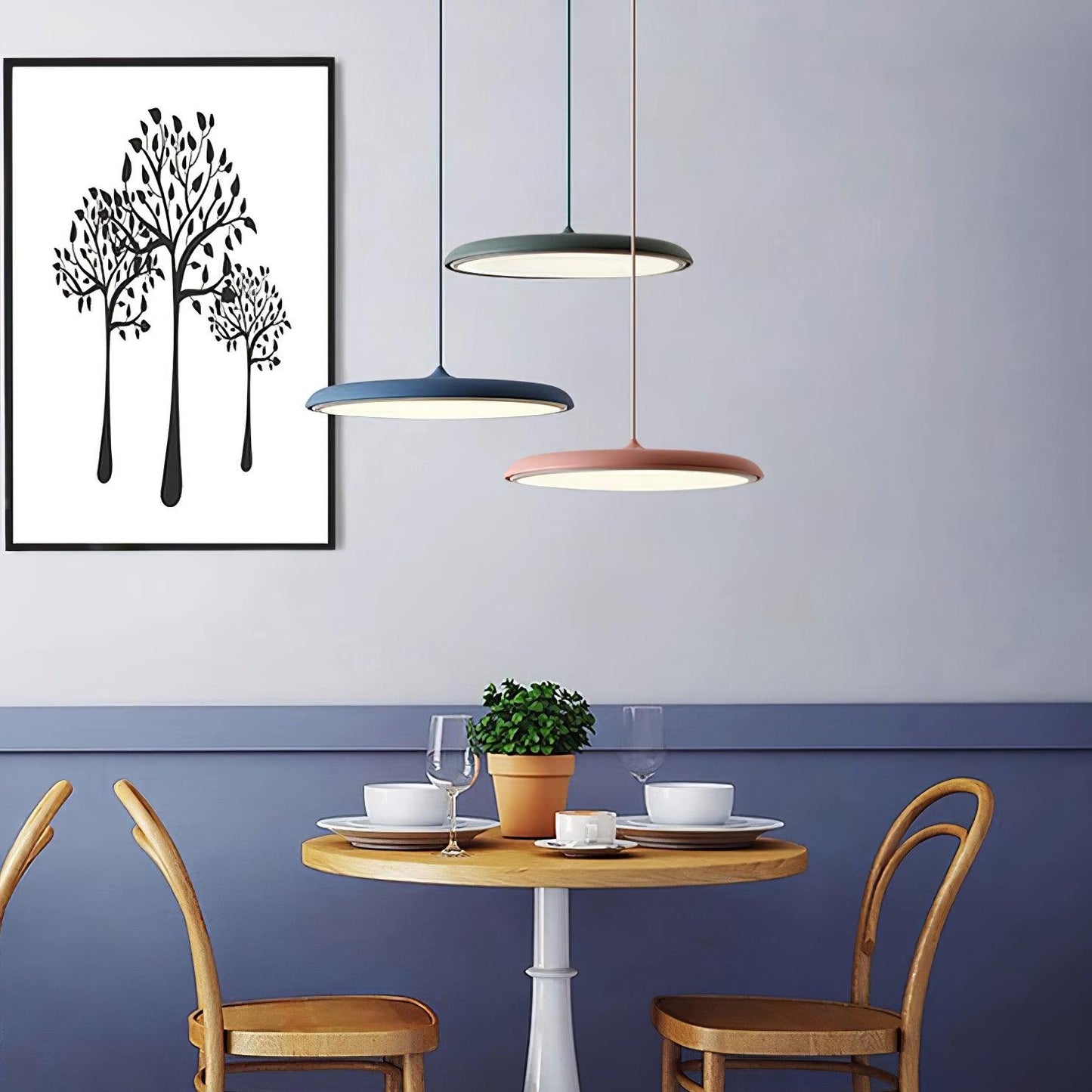 Modern minimalistisk LED-pendellampa i macaronfärger bild 2