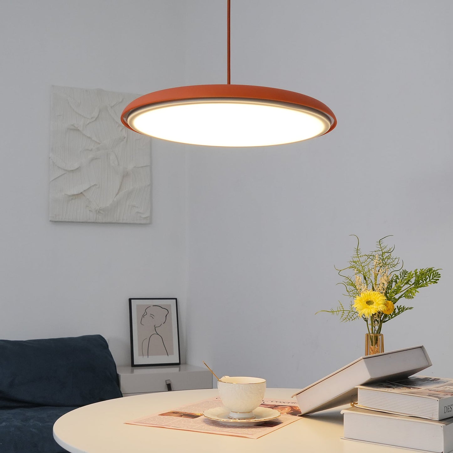 Modern minimalistisk LED-pendellampa i macaronfärger bild 6