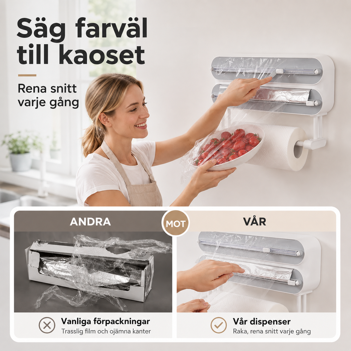 Magnetisk Foliedispenser med Handdukshållare