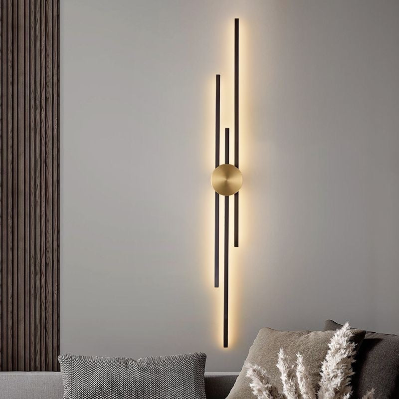 Svart och guld linjär vävägglampa för modern inomhus Lighting bild 2