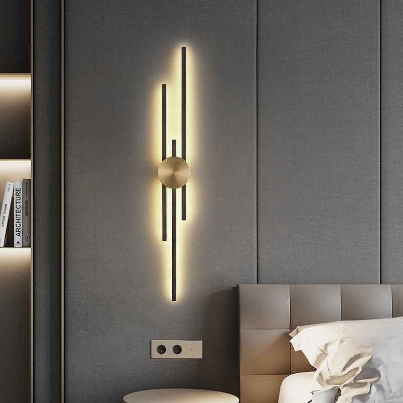 Svart och guld linjär vävägglampa för modern inomhus Lighting bild 1