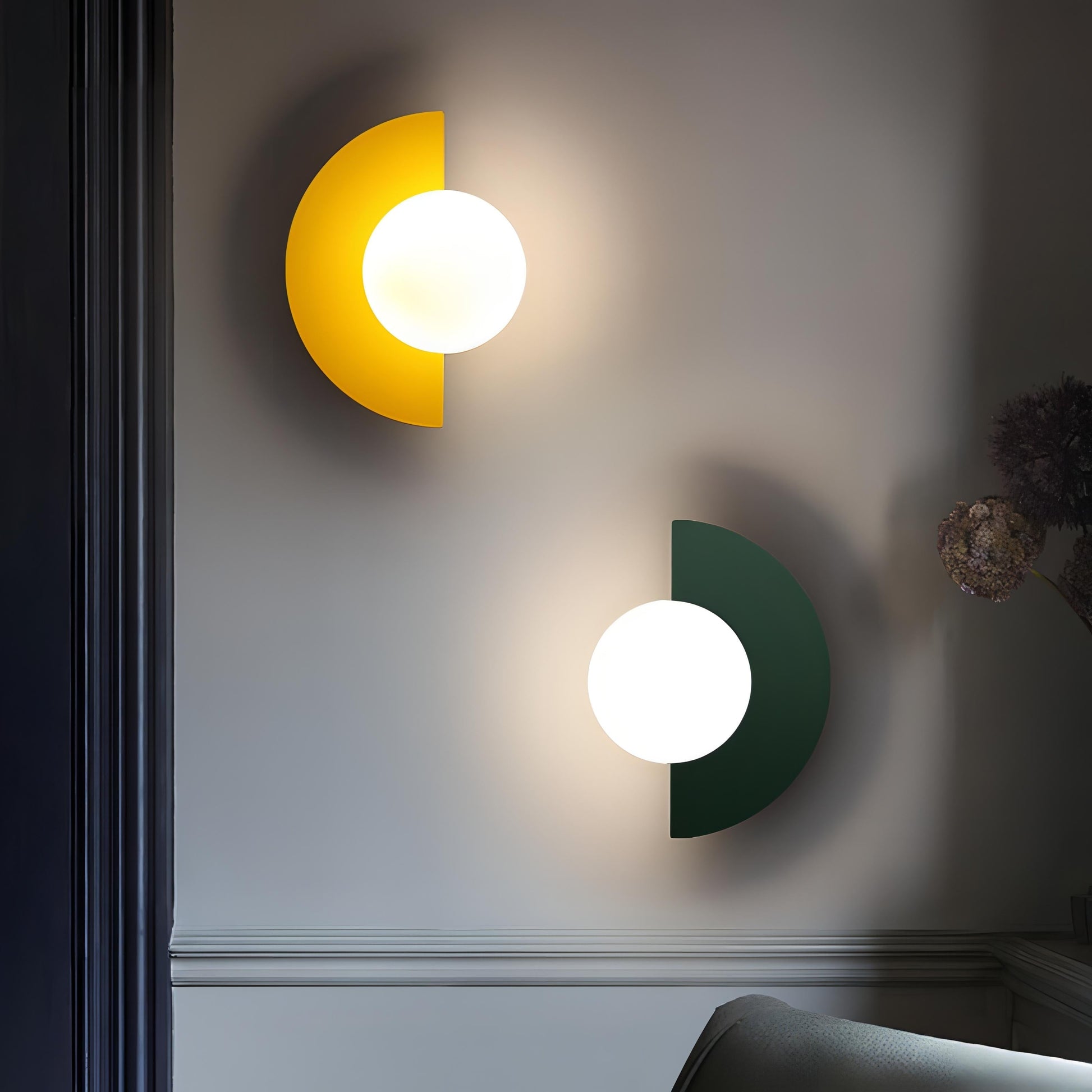 LED-vävägglampa i halvcirkelform, mid-century stil bild 4