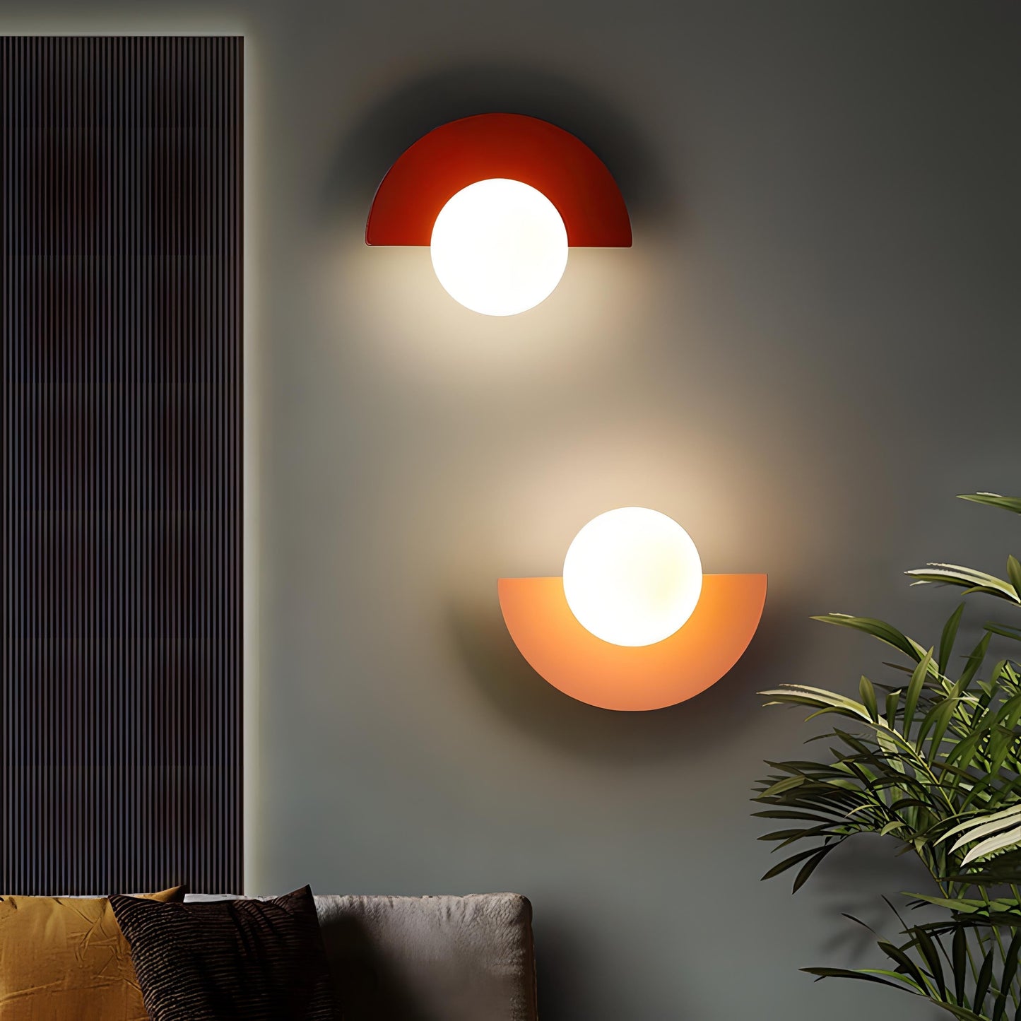 LED-vävägglampa i halvcirkelform, mid-century stil bild 1