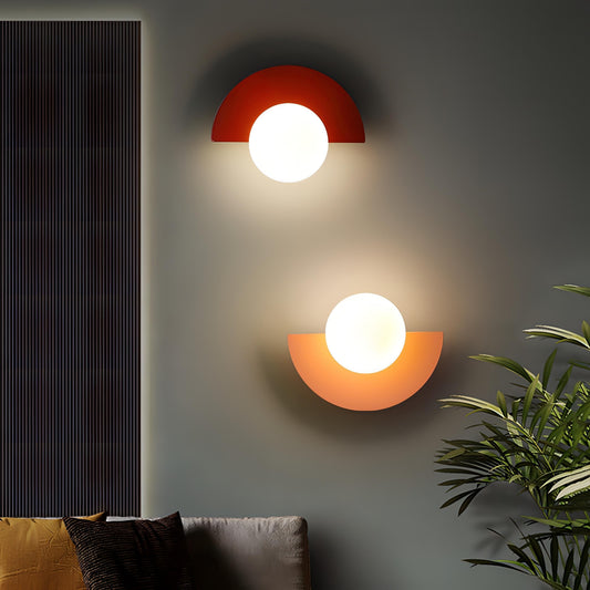 LED-vävägglampa i halvcirkelform, mid-century stil bild 1