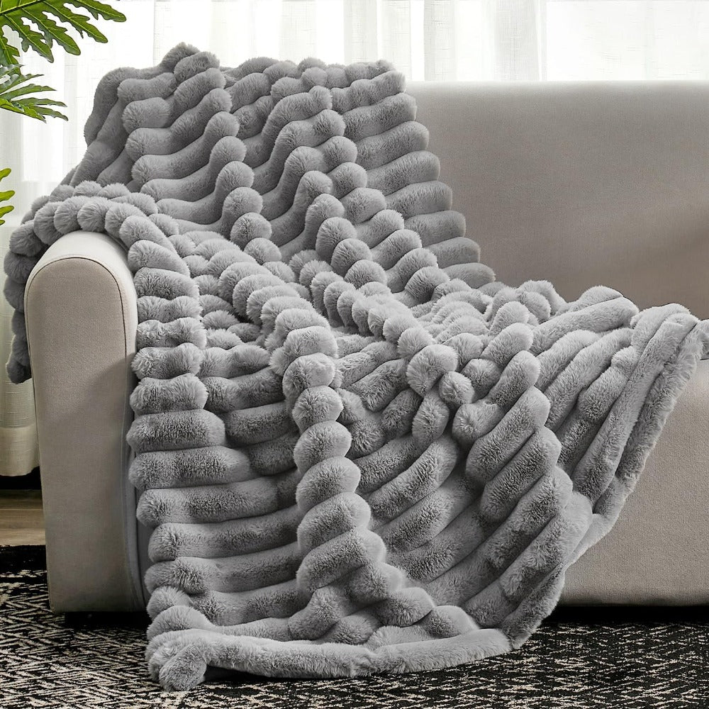 Fluffy varm filt med Striped mönster bild 1