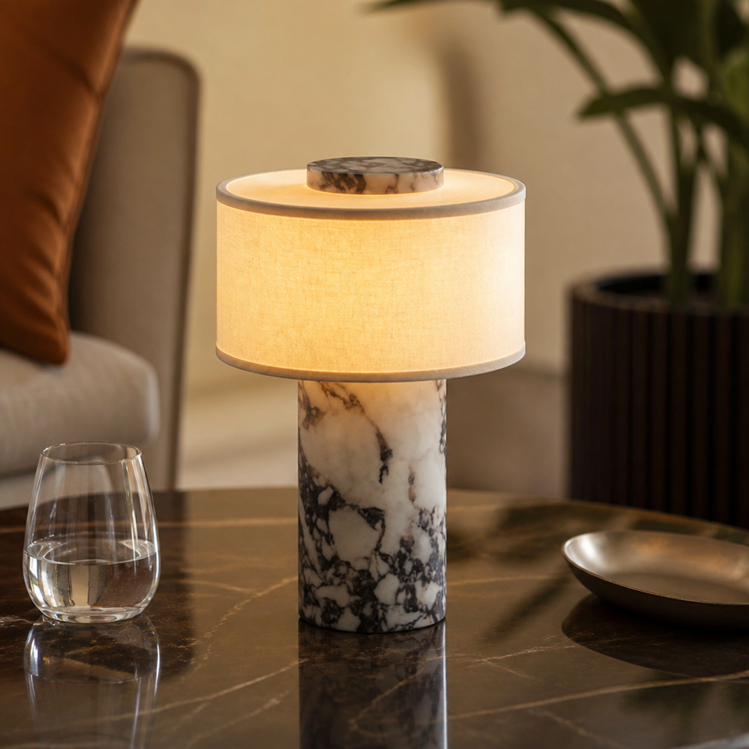 Marmor & Linne Bordslampa
