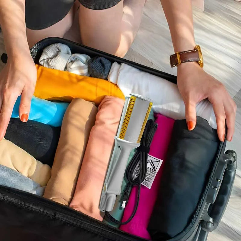 Närbild av professionell roterande 2-i-1 stylingborste