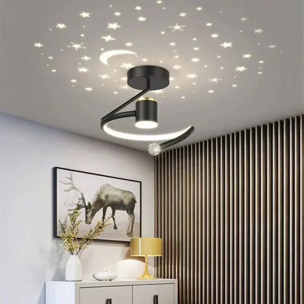 Modern skandinavisk rund LED-taklampa med stjärnhimmelseffekt bild 2