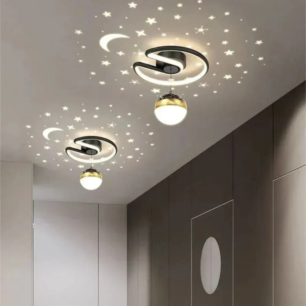Modern skandinavisk rund LED-taklampa med stjärnhimmelseffekt bild 3