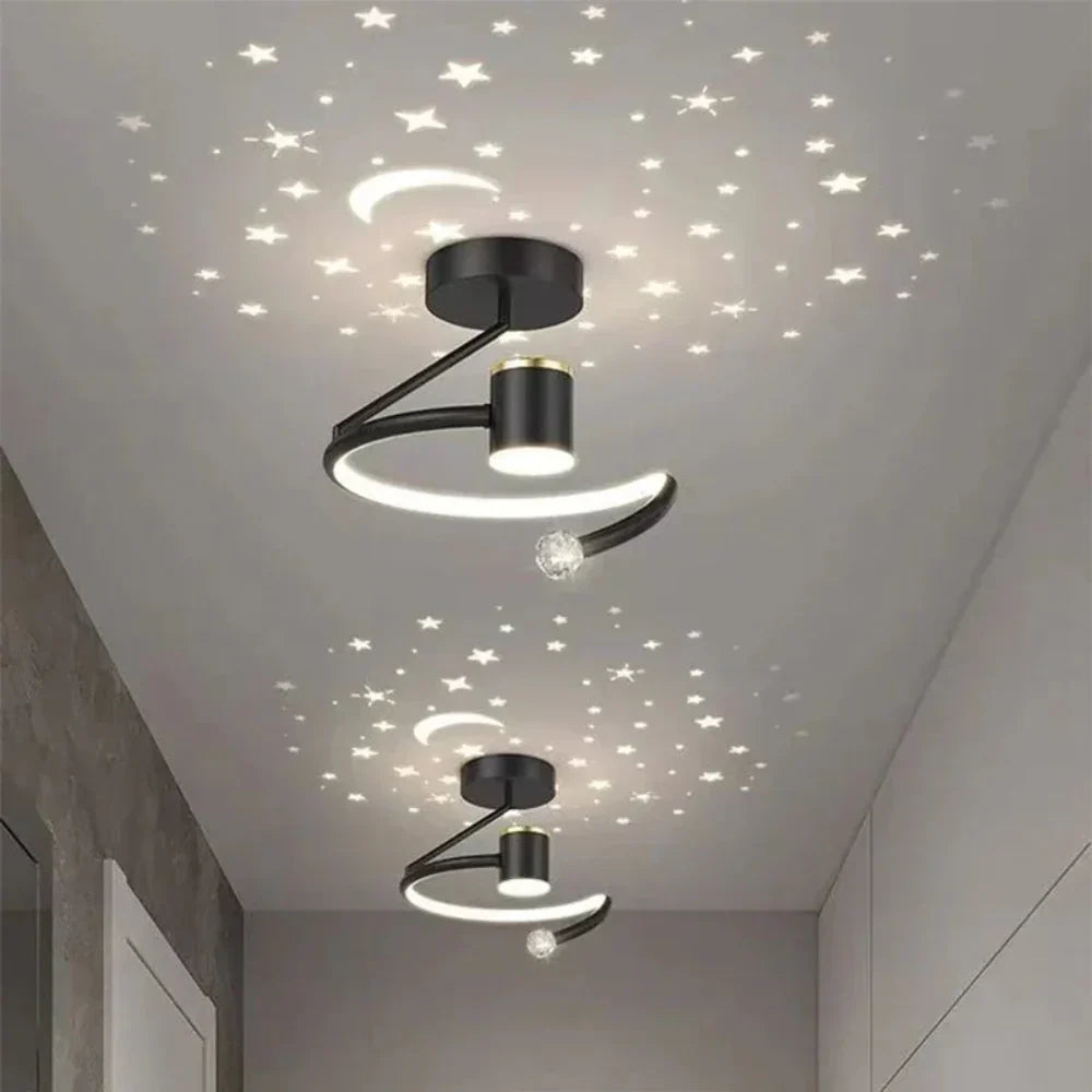 Modern skandinavisk rund LED-taklampa med stjärnhimmelseffekt bild 4