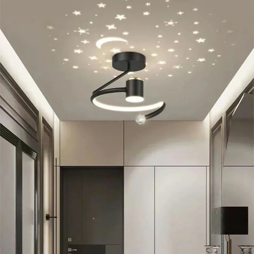 Modern skandinavisk rund LED-taklampa med stjärnhimmelseffekt bild 5