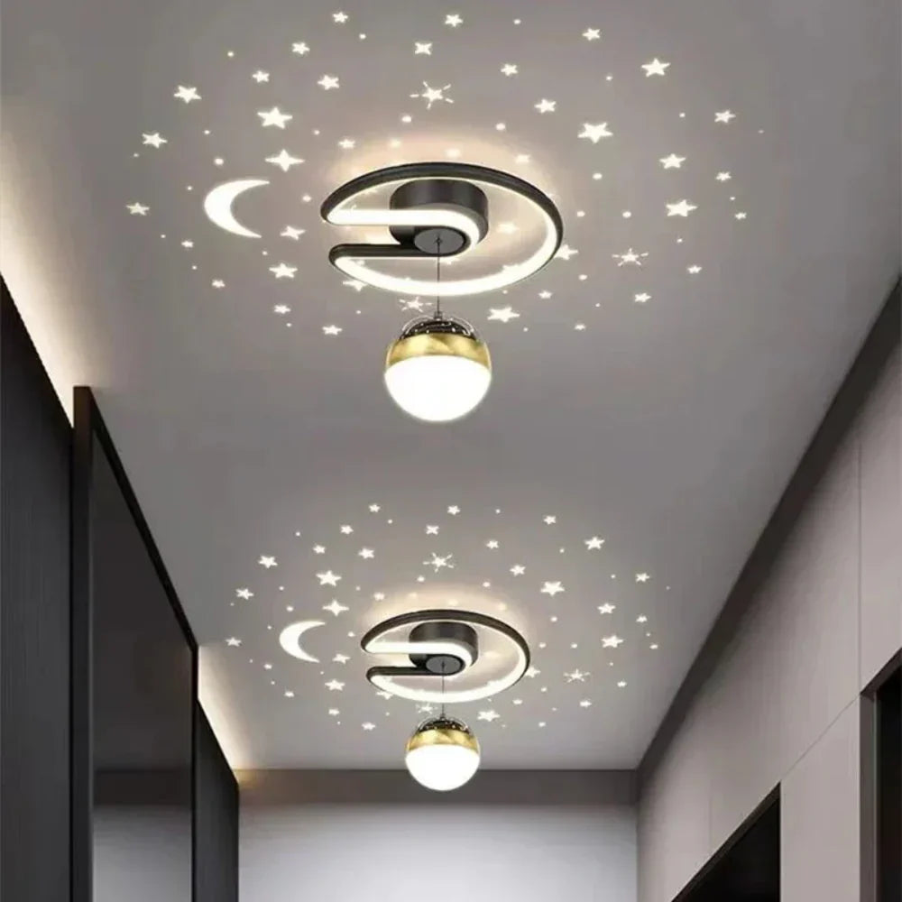 Modern skandinavisk rund LED-taklampa med stjärnhimmelseffekt bild 1