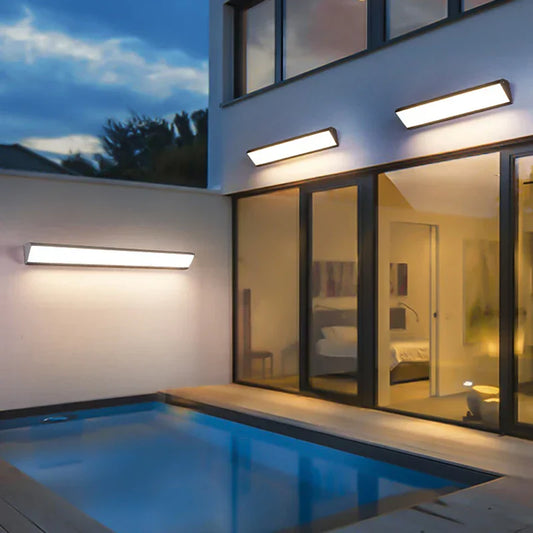 Modern minimalistisk LED linjär utomhus vävägglampa bild 1