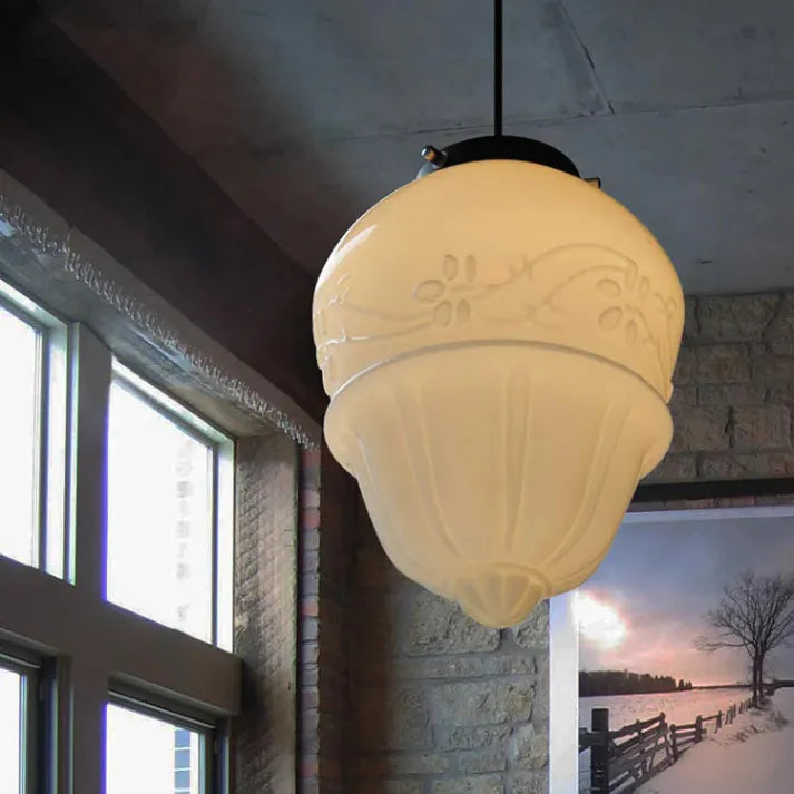 Mid Century Art Deco pendellampa med geometrisk skärm bild 2