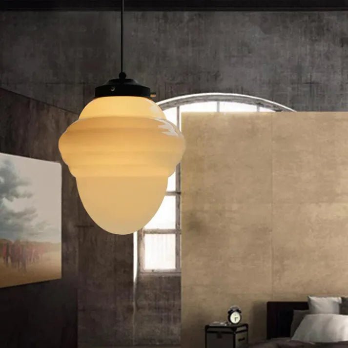 Mid Century Art Deco pendellampa med geometrisk skärm bild 4