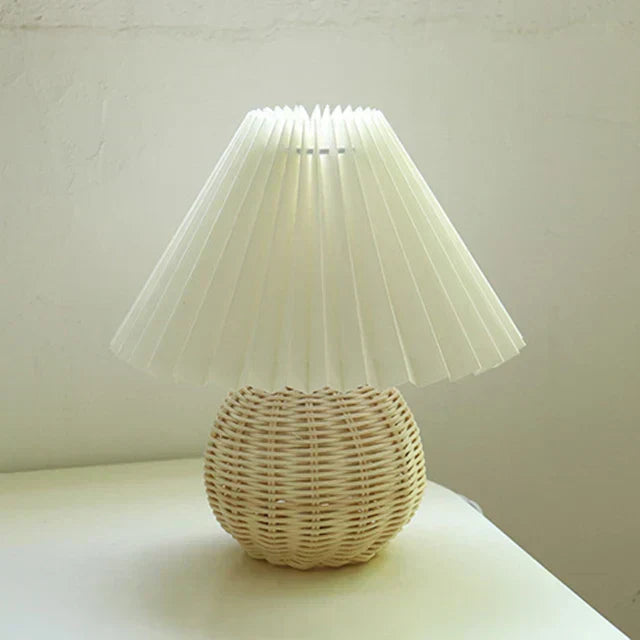 Vintage stil plisserad bordslampa för sovrum och vardagsrum bild 13