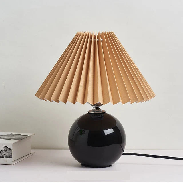 Vintage stil plisserad bordslampa för sovrum och vardagsrum bild 6