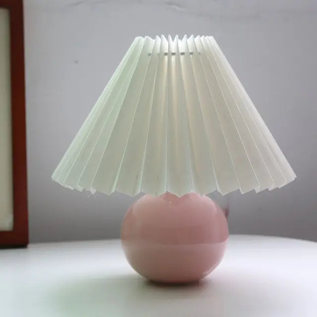 Vintage stil plisserad bordslampa för sovrum och vardagsrum bild 9